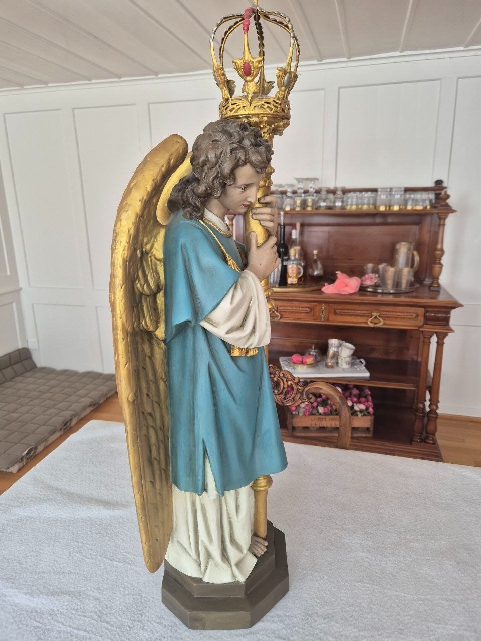 Statuette: Erzengel mit Zepter aus Gips ca. 1920 oder früher. – Usato da Speicher venduto da Ramtha1 2