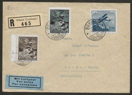 Flugpost Schweiz 1935 Zürich Stuttgart ab Schaan Luftpost