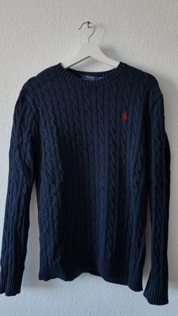 Polo Ralph Lauren Strickpullover Gr. L Dunkelblau Zopfmuster
