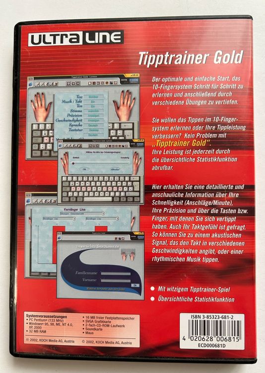 Farbige Lern-Tastatur Für 10-Finger-Schreiben – USB, Bunt Kodiert, Inkl. Übungssystem