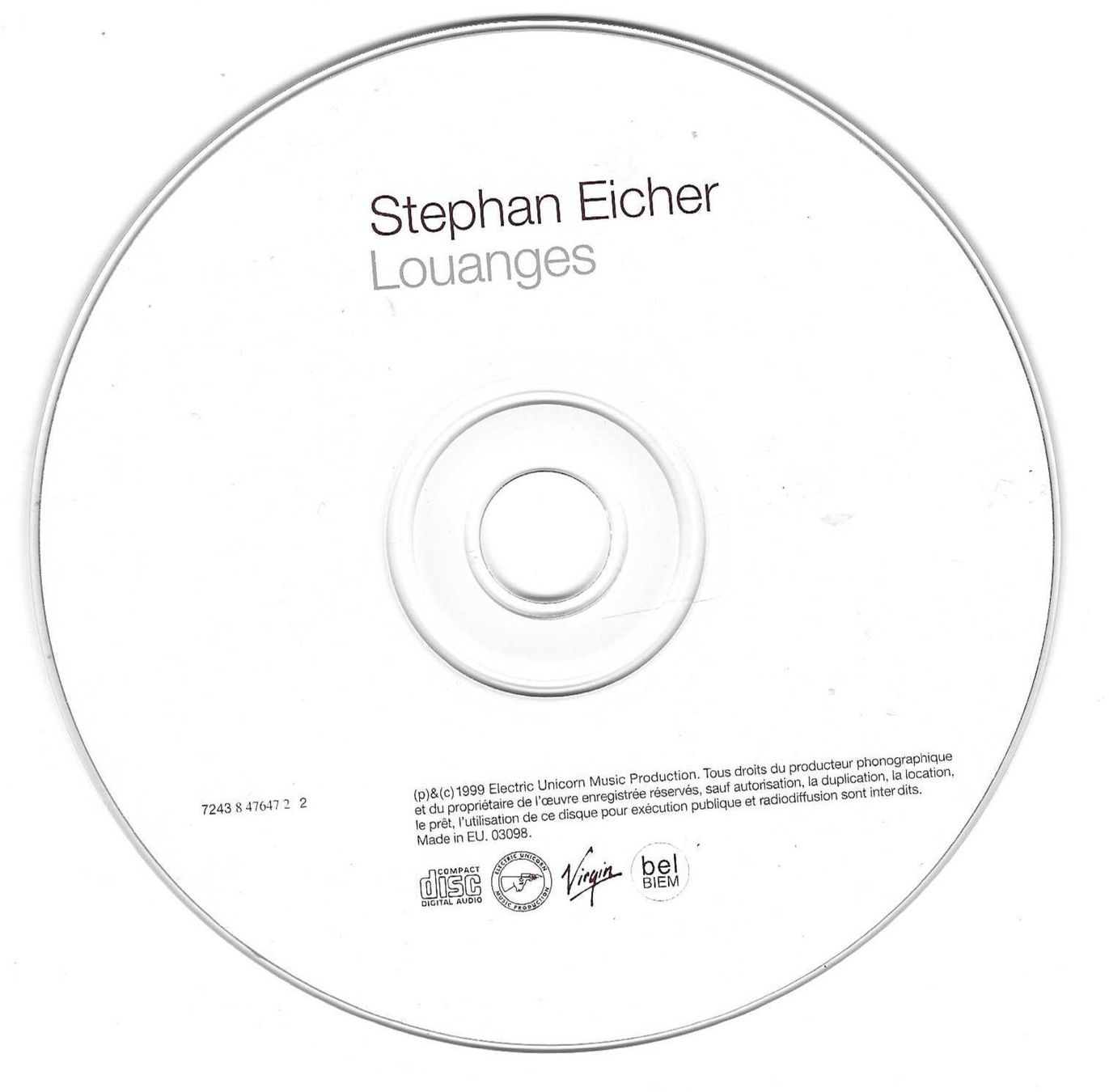 CDs: STEPHAN EICHER  -  LOUANGES – D'occasion à Bex par Giorgiob 2
