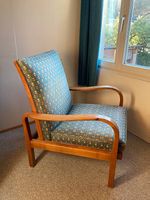 Retro Sessel, 50er Jahre, gemustert, Holzgestell, bequem,