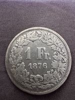 1 Fr. Helvetia 1876 Silbermuenze guter Zustand