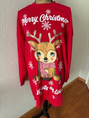 Weihnachtspulli lang XL, rot