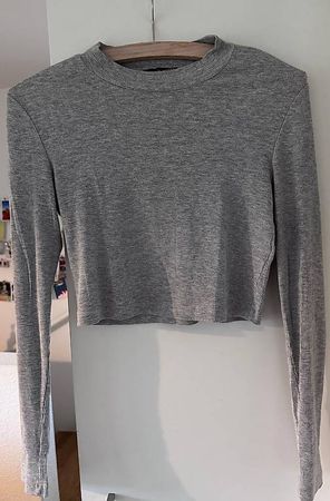 Even&Odd langarm crop Top_Shirt. Grau.