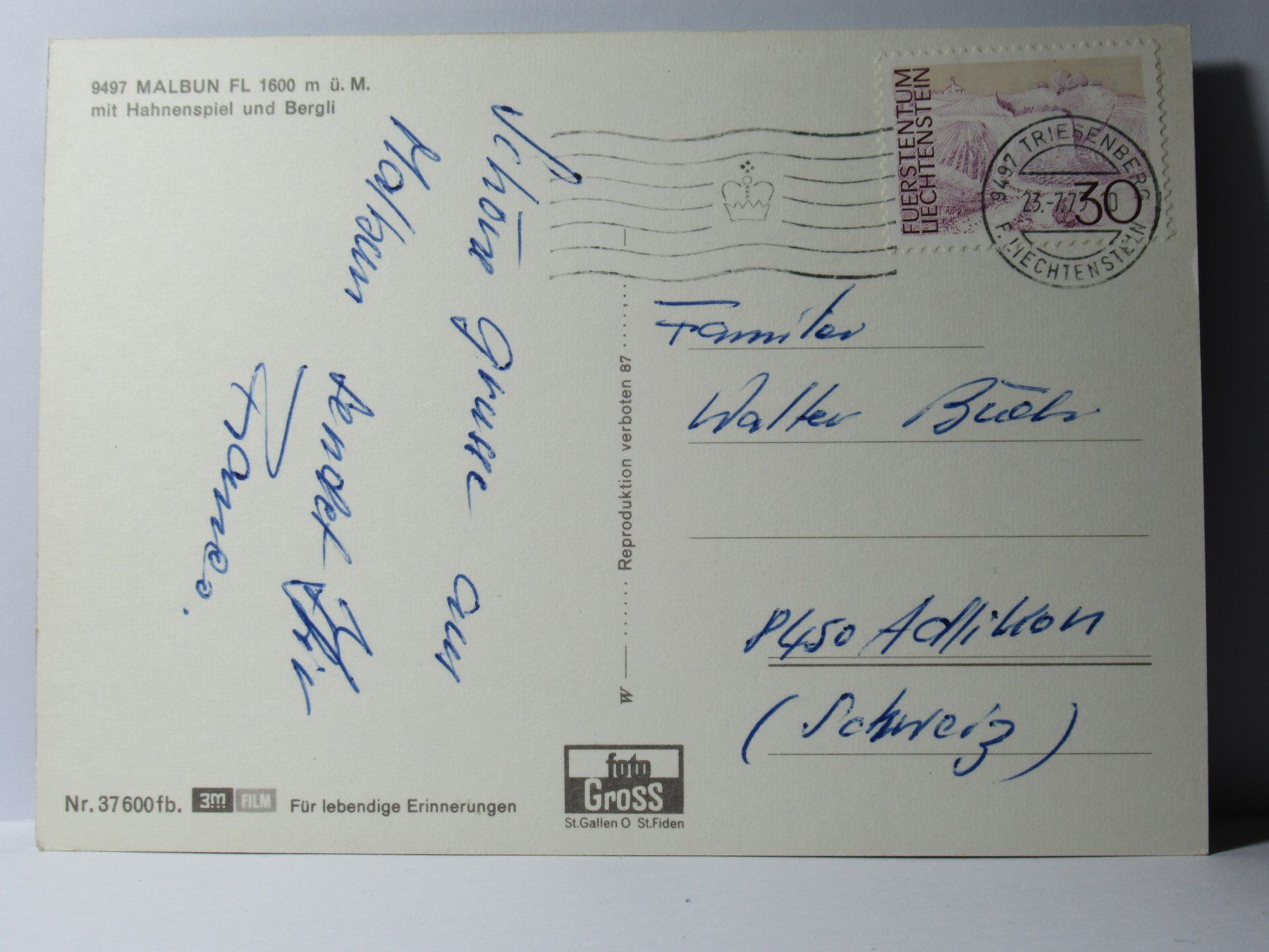 Ansichtskarten: Malbun 1973 – Gebraucht aus Grenchen von Bluemchen1900 1
