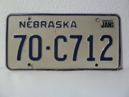 USA Nummernschild Autonummer License Plate NEBRASKA 70-C712