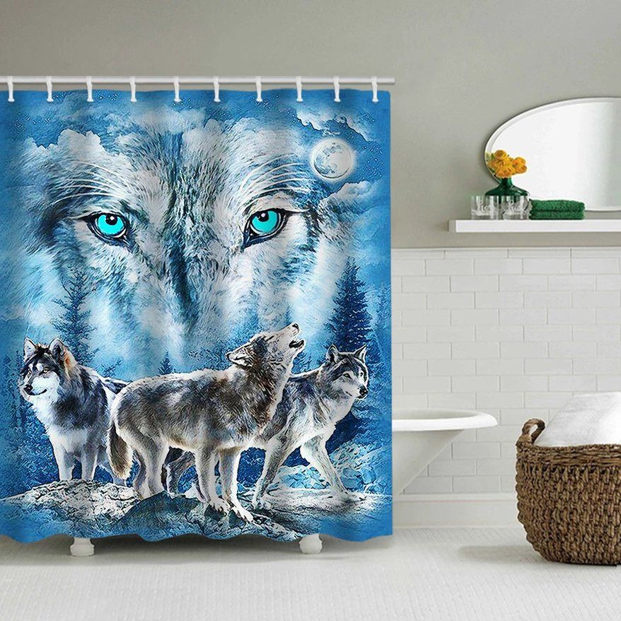Vorhänge: Duschvorhänge Wolf Wolfsblick - Rideau de douche loup – Neu und originalverpackt aus Bremblens von animalopolis