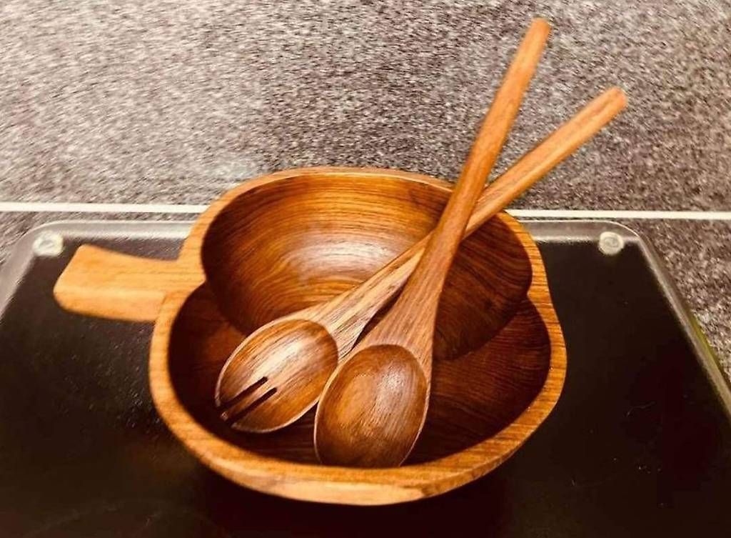 Ciotole: Teakholz Schale mit Löffel – Usato da Basel venduto da hbe_6gsv