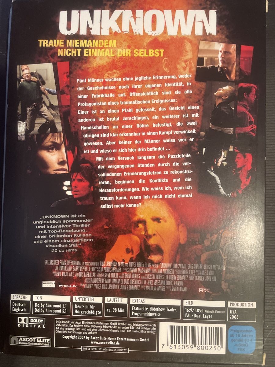 Alle DVDs: Unknown, traue niemandem, Psychospielchenthriller – Gebraucht aus Winterthur von machmaschine 1