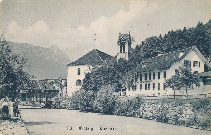 Cartoline postali: Gsteig - die Kirche + c1910 – Usato da Emmenbrücke venduto da teestube