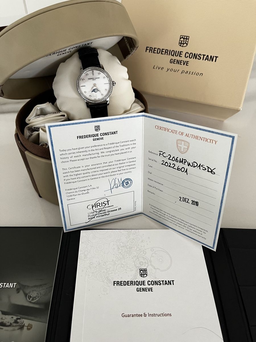 Frederique Constant Orologi: Frederic Constant Slimline Moonphase Ladies – Nuovo (secondo la descrizione) da Meisterschwanden venduto da pas_5sqt 5