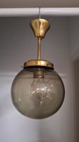 Vintage Deckenlampe Messing -Rauch - Glas Kugel Lampe