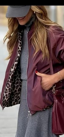 Wendejacke, neuwertig, bordeaux/animalprint, Gr. 34/36