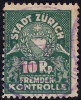10 Rp. Fiskalmarke von der Stadt ZÜRICH