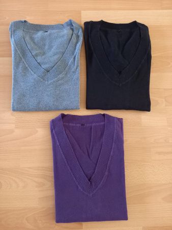 3er-Set Damenpullover mit V-Ausschnitt, ca. Gr. M