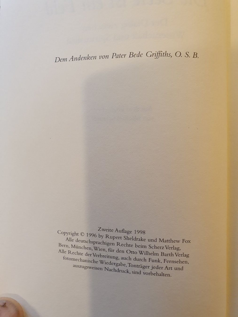 Libri: Die Seele ist ein Feld - Rupert Shedrake - Matthew Fox - O.W – Usato da Zürich venduto da loosebone 3