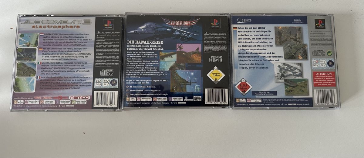 Giochi: PlayStation 1 Spiele: Ace Combat 3, Eagle One, Soviet Strike – Usato da Oberengstringen venduto da sasej 2