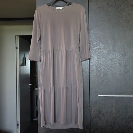 🐸 BROADWAY KLEID XS/S LUFTIG LEICHTER MODAL JERSEY GREIGE