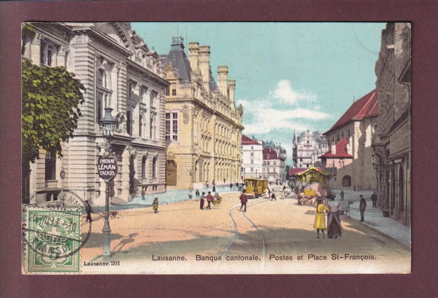 Cartoline postali: LAUSANNE - St. François - 1906 – Usato da Pully venduto da nicecards