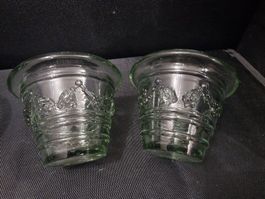 2 Teelicht aus dicken Glass