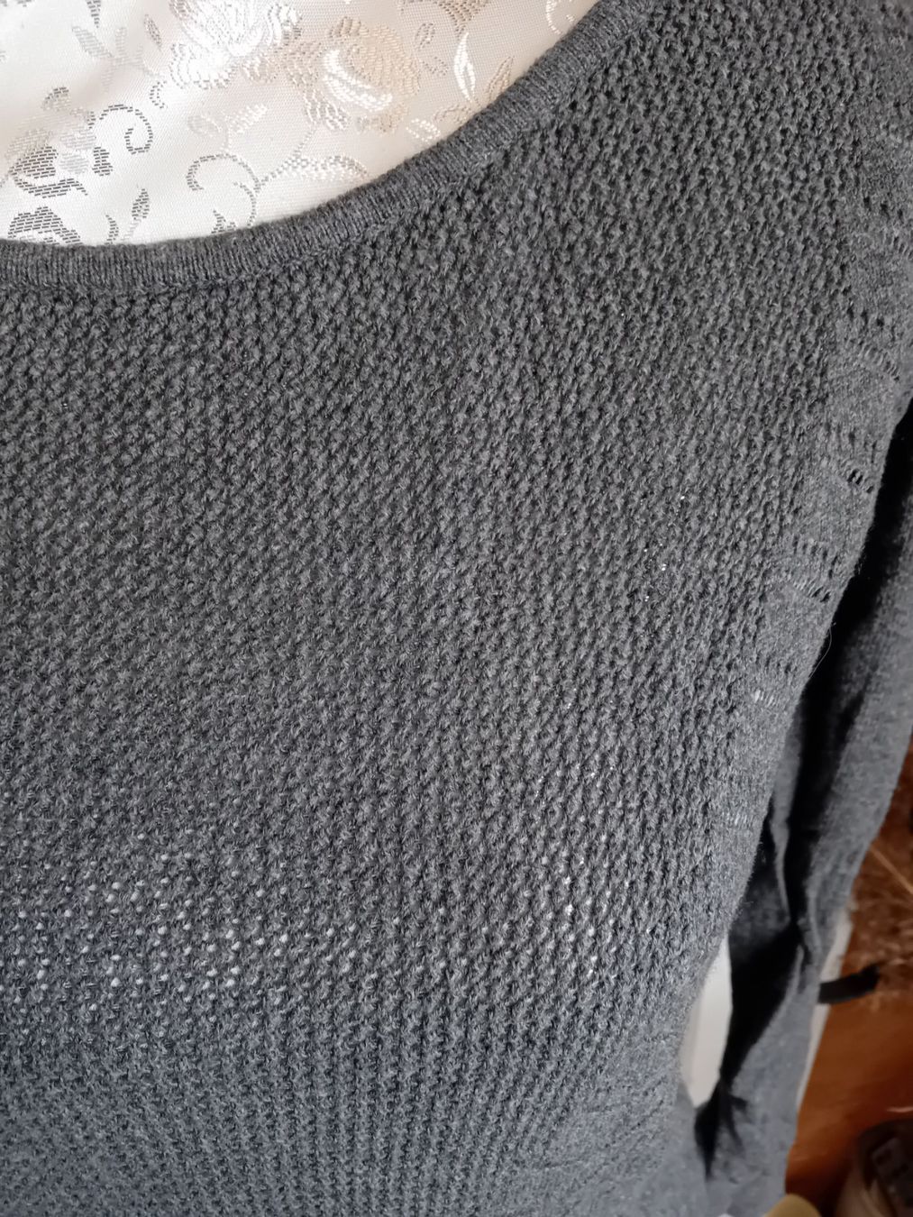 Mango Maglioni & Felpe: Strickpullover, grau mit Schleife, Grösse 36 Top! – Usato da Rüthi (Rheintal) venduto da titlis07 3