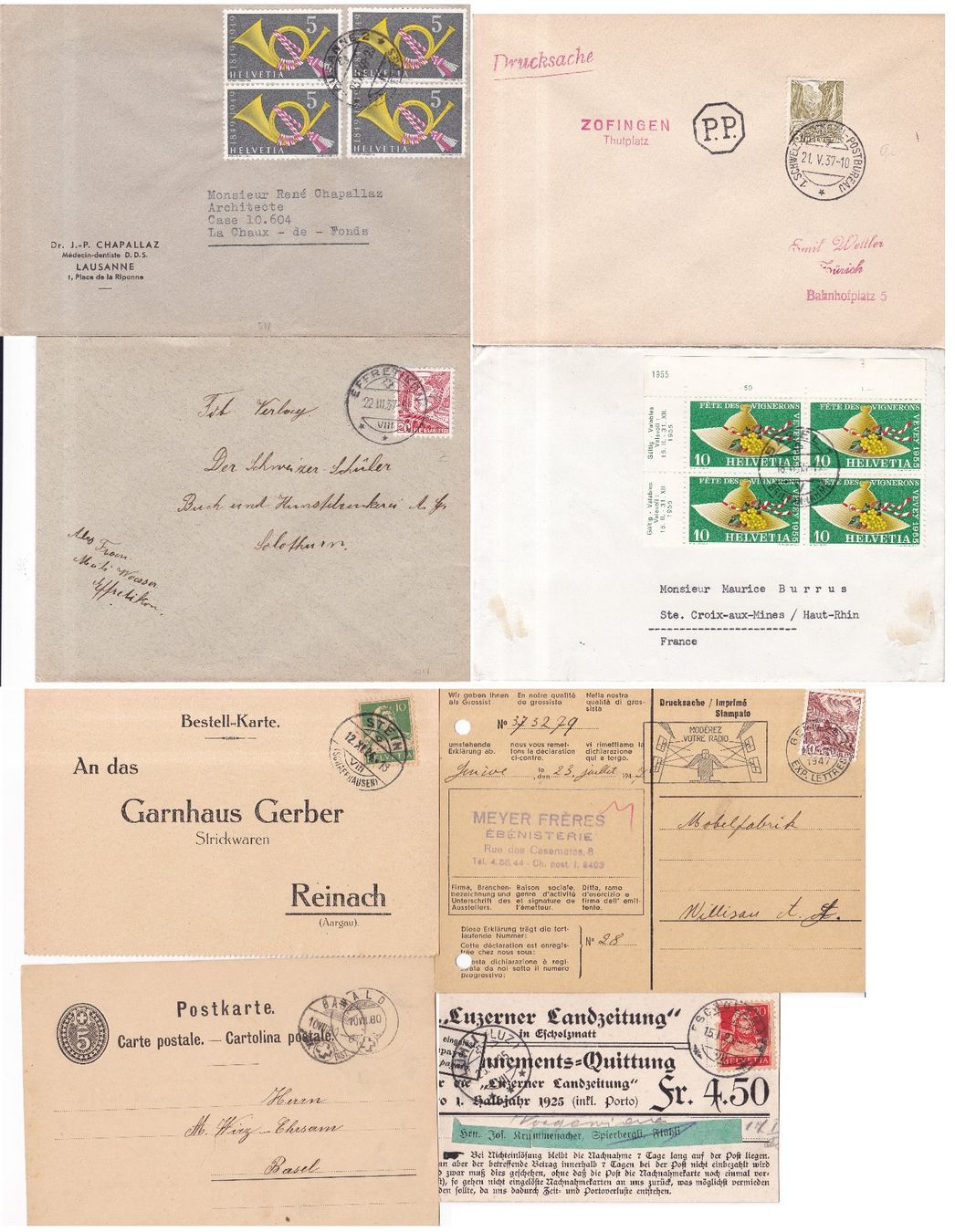 Alle Briefmarken: 60 Stk. Alte CH Briefe, Postkarten, Belege – Gebraucht aus Münchwilen AG von Nesar 4