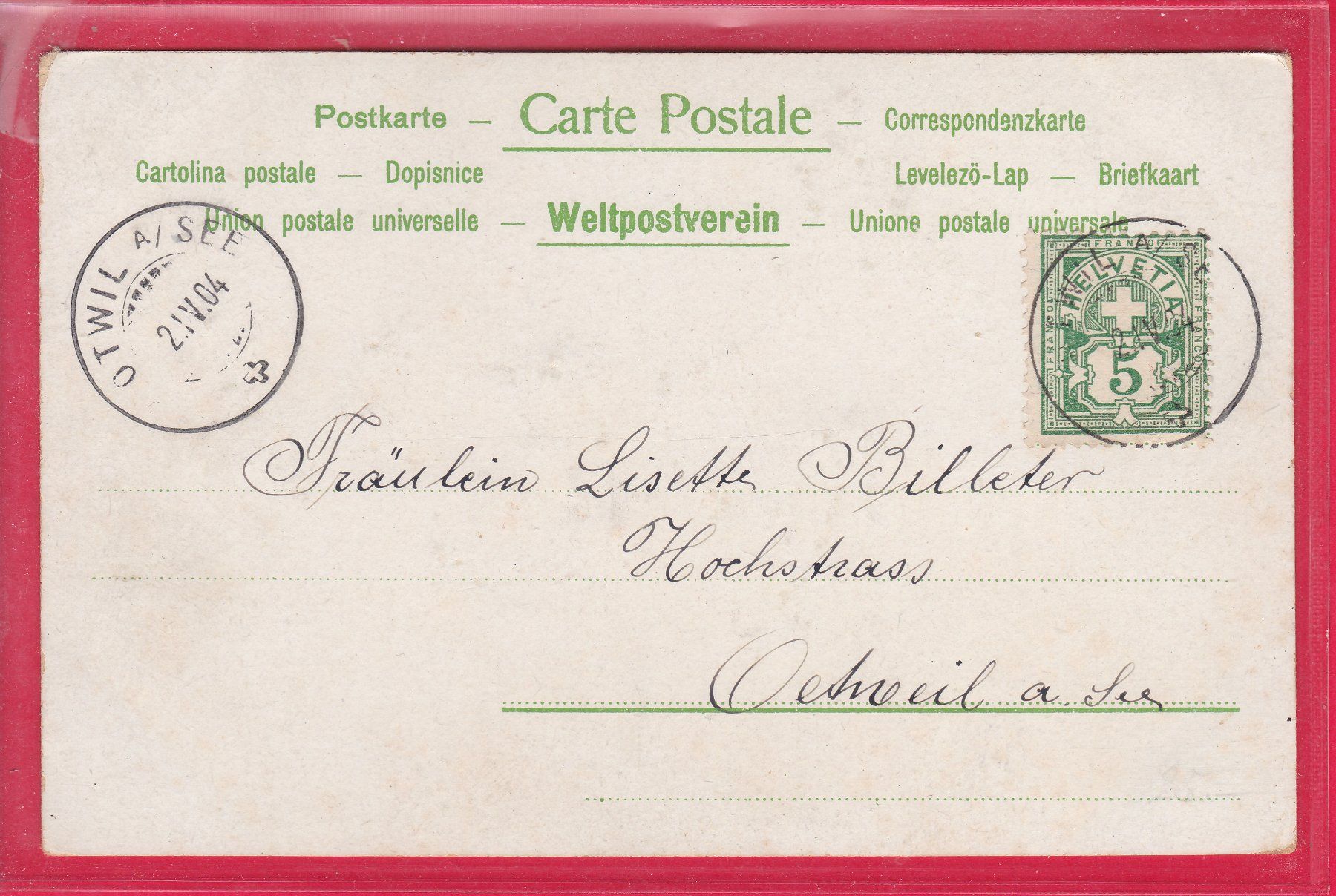 Ansichtskarten: FRÖHLICHE OSTERN, 2.4.1914 – Gebraucht aus Oberrieden von Gebirgsstelze 1