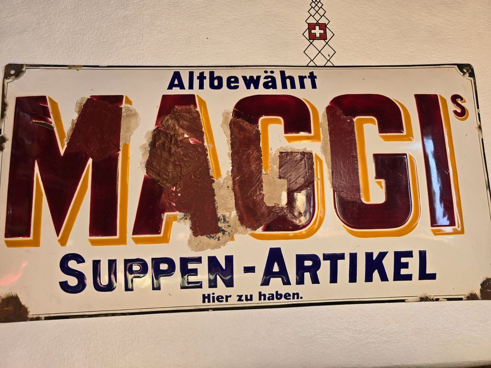 Altes Maggi's Emailleschild, SuppenArtikel, Original, XXL Kaufen auf