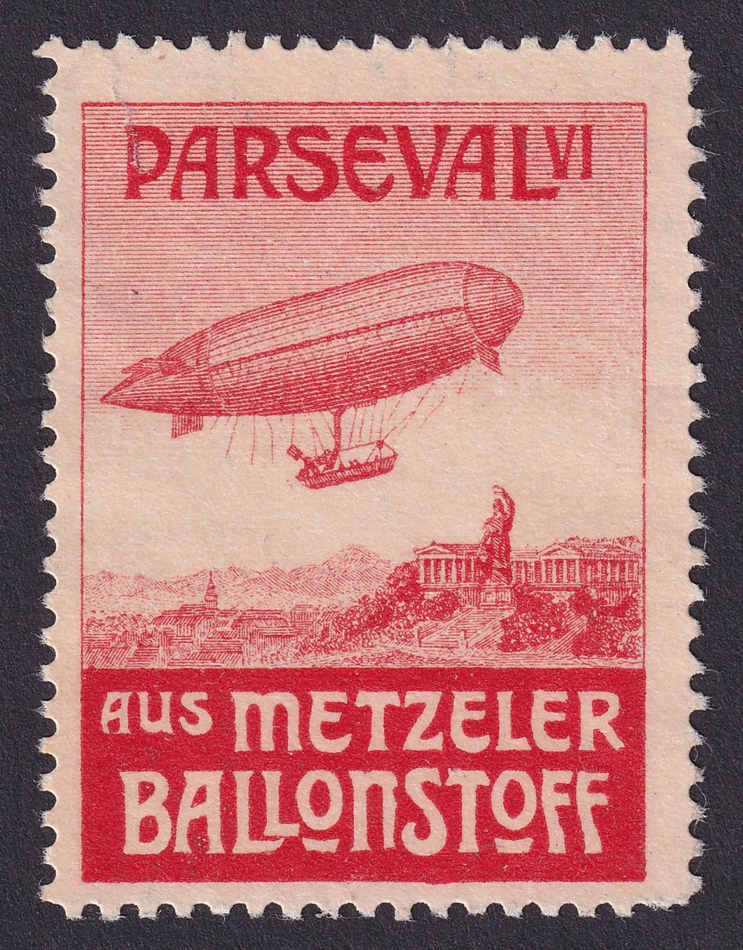Tutti i francobolli: Flugspende Vignette 1912.6Bb rot, Parseval VI, Metzeler – Usato da Ebikon venduto da SilvioFreund