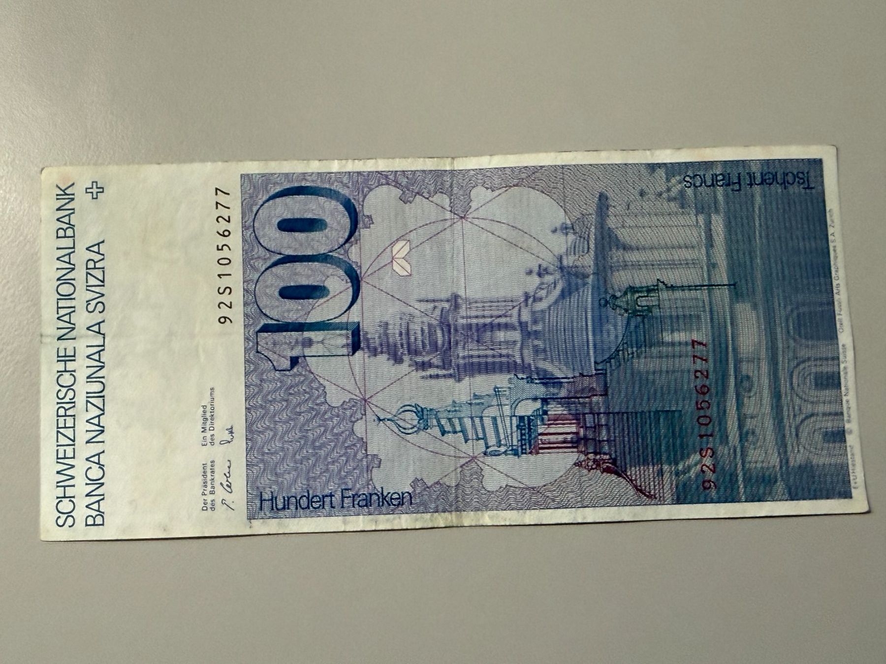 Billets de banque: Schweizer Banknote 100 Franken / gebrauchspuren – Neuf (Voir description) à Arch par Noah819 1