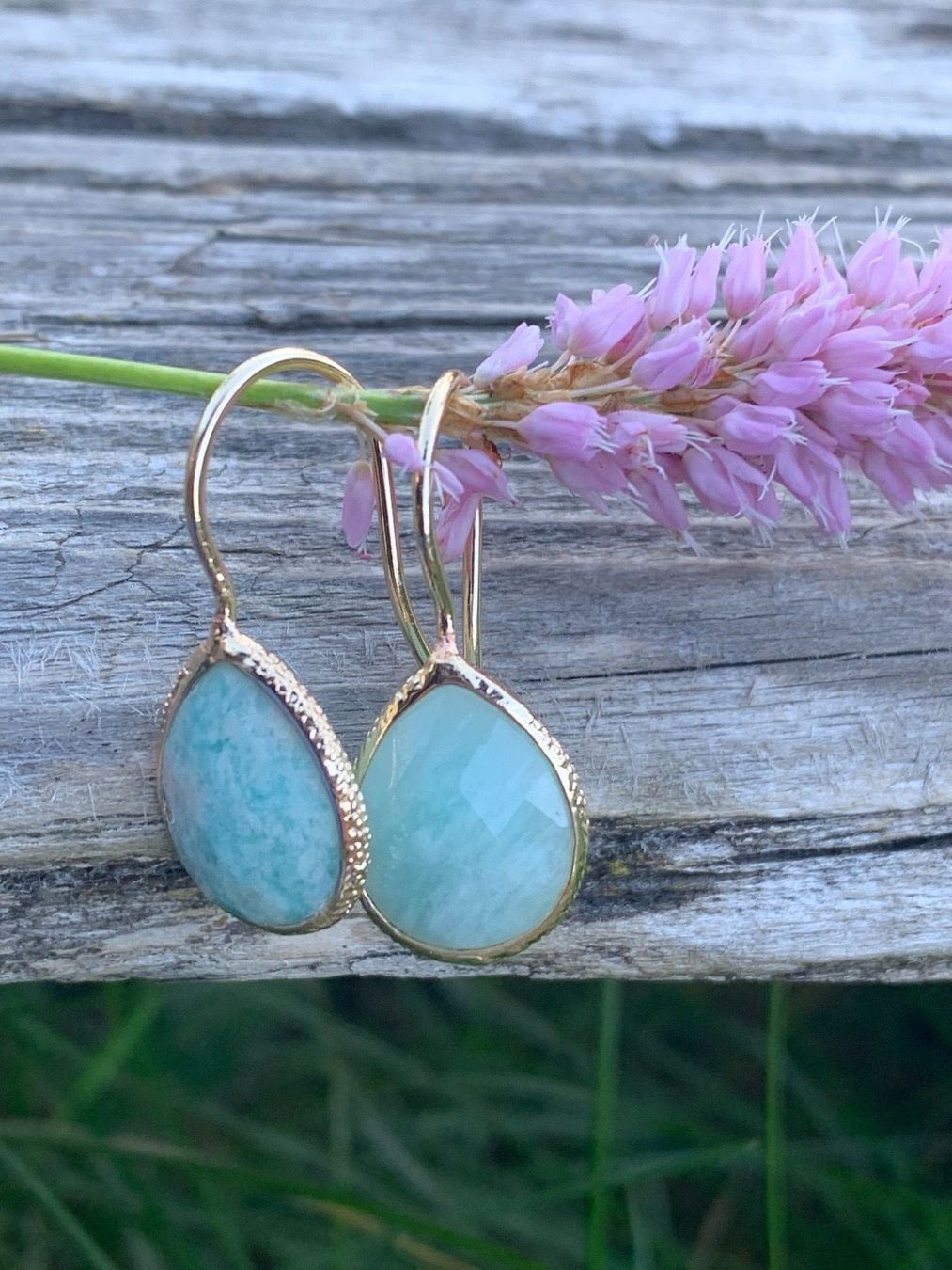 Ohrringe & -stecker: Wow: vergoldete Amazonit Ohrhänger – Neu und originalverpackt aus Rombach von Ivreajewels