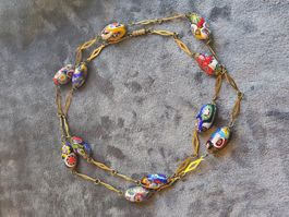 Vintage Murano Glas Metall Kette, ca 1950-60