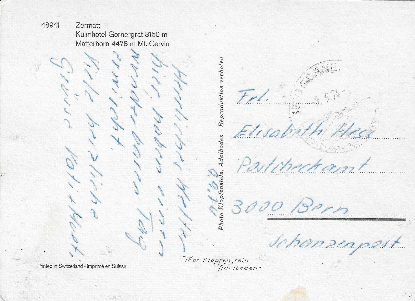 Cartoline postali: Zermatt Kulmhotel Gornergrat VS – Usato da Rothrist venduto da Stranglehold 1