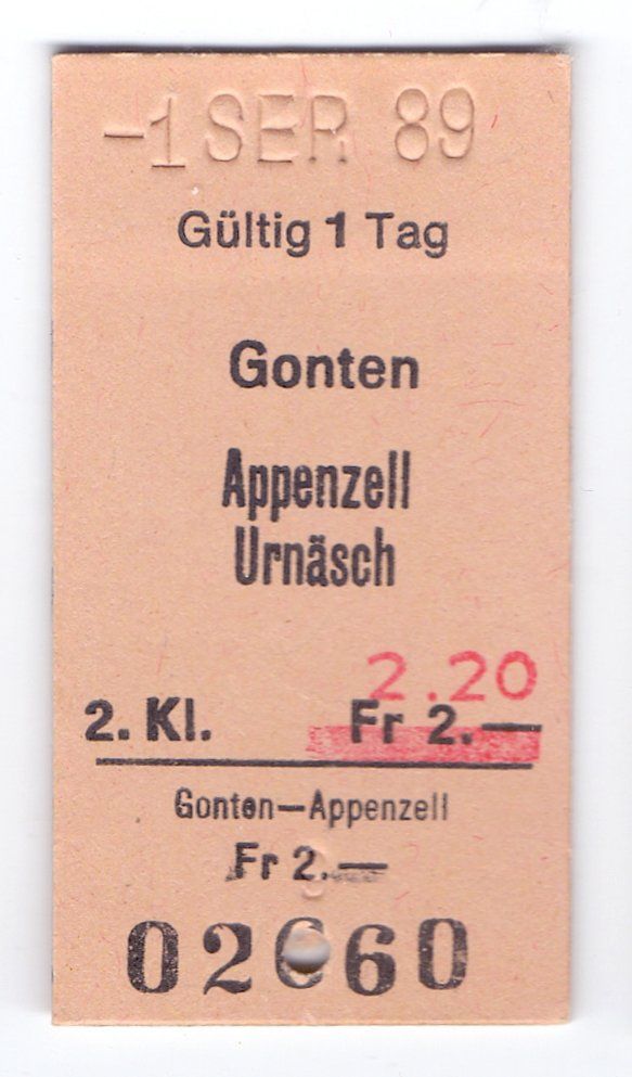 Tickets: Billette Gonten - Appenzell - Urnäsch – Gebraucht aus Langenthal von Sammlungs_aus