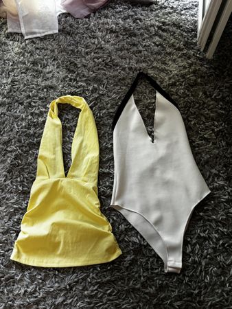ZARA Top yellow and white size S new