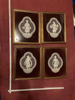 4 Quadri con Merletto Antico Incorniciati