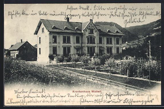 Ansichtskarten: AK Wattwil, Krankenhaus, 1905 – Gebraucht aus Berlin von bartko-reher