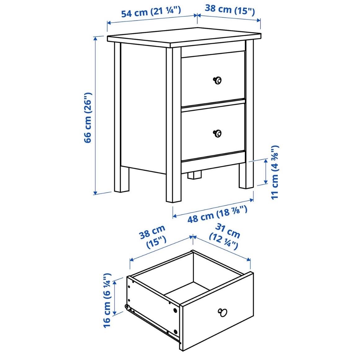 Ikea Tables de nuit: Nachttisch weiss 2 Schubladen – D'occasion à Lengnau BE par rah_zxs6 1