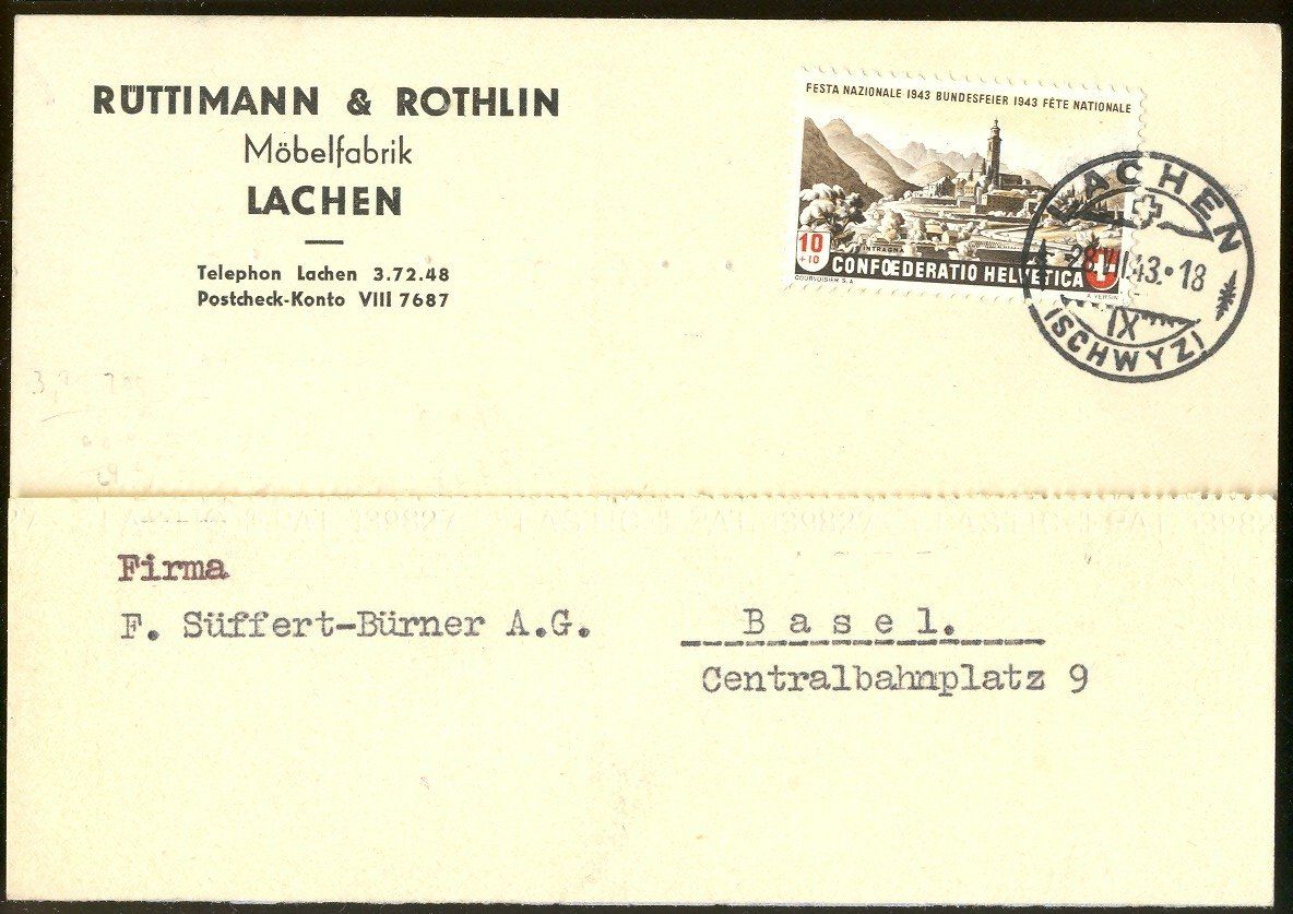 Alle Briefmarken: Timbre Pro Patria Obl. Lachen 28.07.1943 – Gebraucht aus Montenol von Vernier2