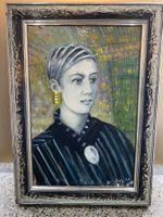 Modezeichnung Gemälde Liz Goldohrring 52x72.5 cm Öl/Leinwand