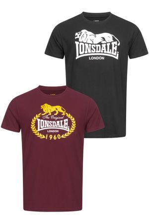 Lonsdale Ecclaw Doppelpack T-Shirt - Schwarz/Oxblood M