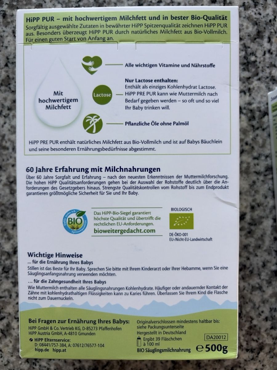 Lebensmittel & Spezialitäten: Hipp Pre Bio Anfangsmilch – Neu und originalverpackt aus Zollikon von adr_c6zs 2
