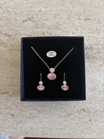 Schmuckset Silber 925 Halskette Ohrringe rosa neuwertig