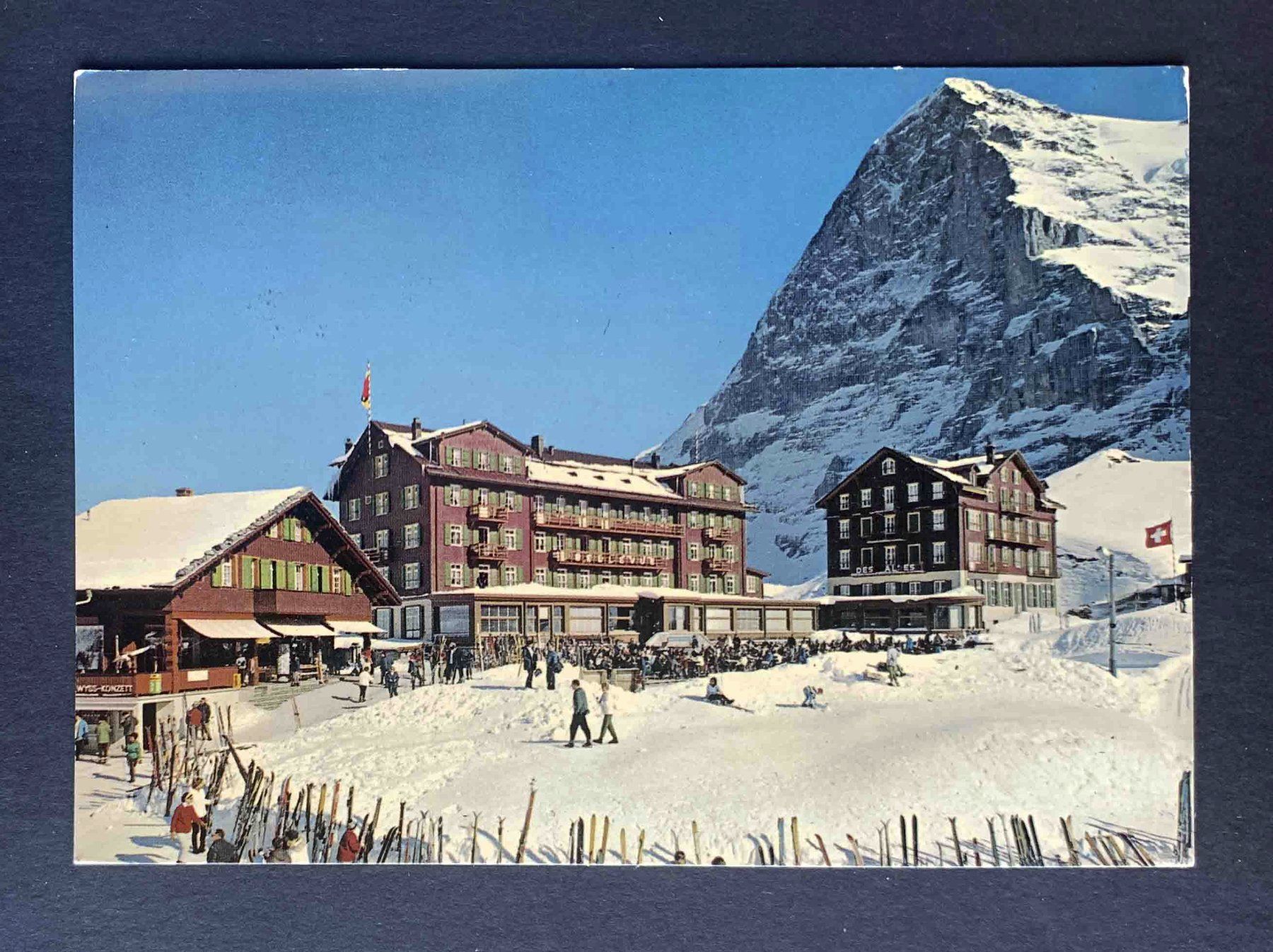 Cartoline postali: AK Kl Scheidegg Hotels mit Eiger – Usato da Goldau venduto da artelier1