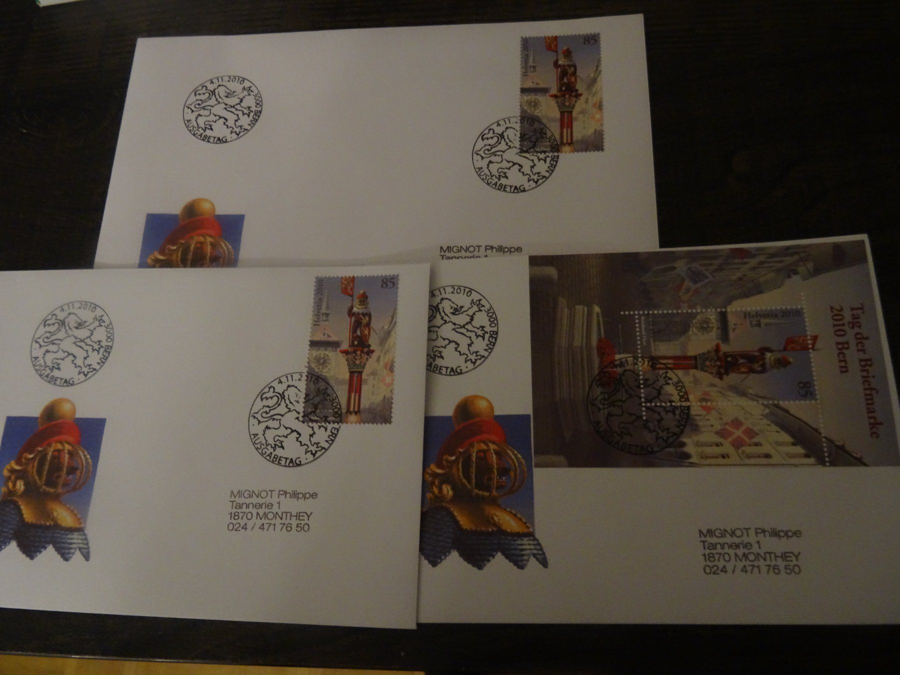 Tous les timbres: FDC 2010 Tag der Briefmarke 3 STÜCK – D'occasion à Olten par pechsisa1