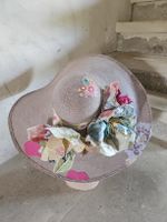chapeau capeline mauve  mariage coktail été paille