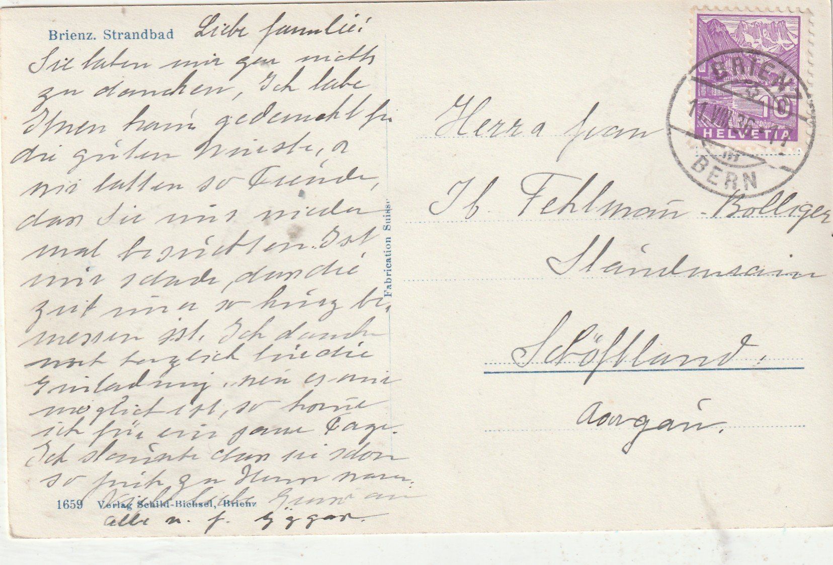 Cartoline postali: Brienzer Strandbad um 1930 – Usato da Lumbrein venduto da made02 1