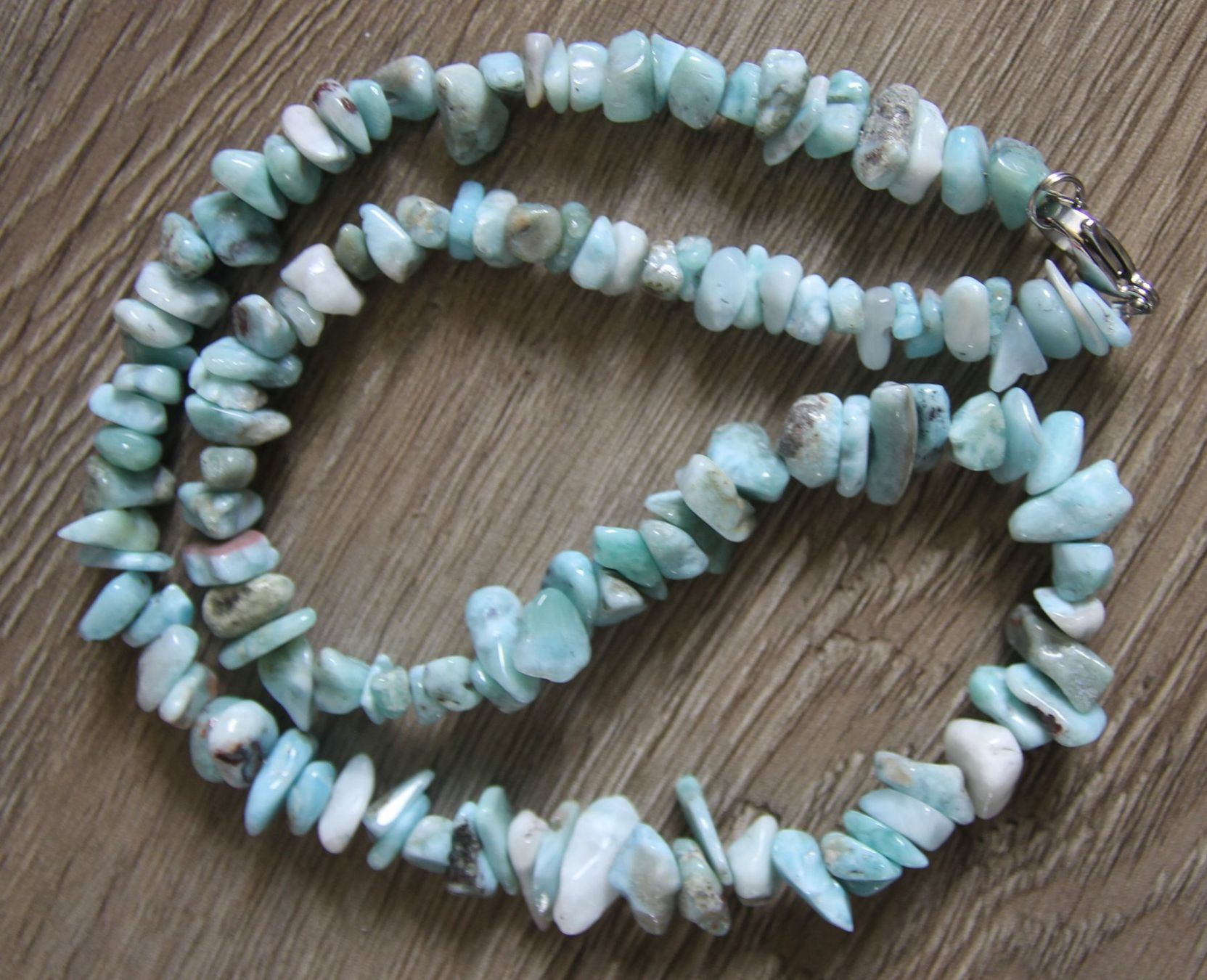 Catenine: NEU: Larimar Kette Collier mit Edelstahl Larimarkette – Usato da Matten b. Interl venduto da Edelsteingalerie