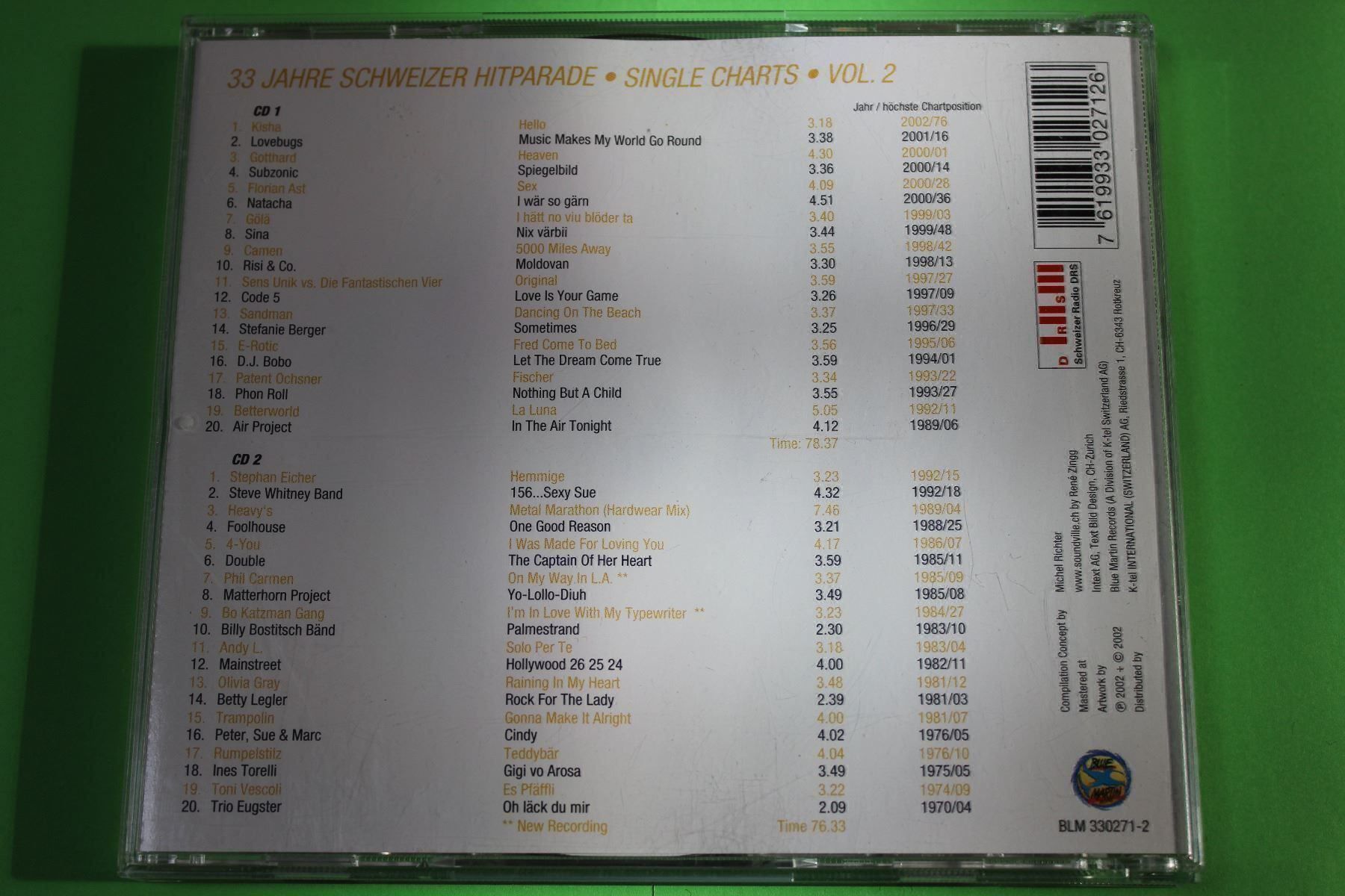 CD: SCHWEIZER HITPARADE VOL.2 [Swiss Made] 2CDs 2002 – Usato da Tübach venduto da JamesStone 2